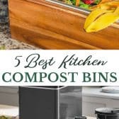 Long collage image of the best kitchen compost bins.