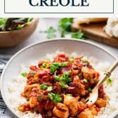 Chicken creole with text title box at top.