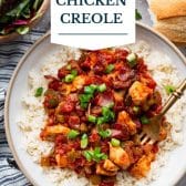 Chicken creole with text title overlay.