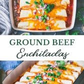 Long collage image of ground beef enchiladas.