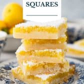 Old fashioned lemon squares with text title overlay.