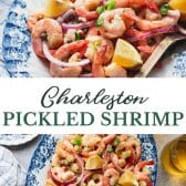 Long collage image of pickled shrimp.