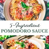 Long collage image of pomodoro sauce.