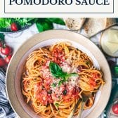 Pomodoro sauce with text title box at top.