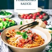 Pomodoro sauce with text title overlay.