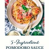 Pomodoro sauce with text title at the bottom.
