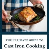 Pinterest collage for cooking with cast iron guide.
