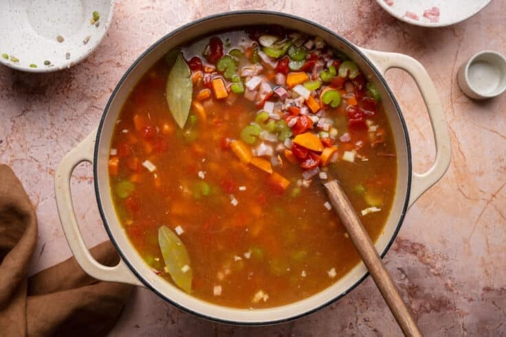 Soup before simmering.
