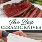 Long collage image of the best ceramic knives on the market.
