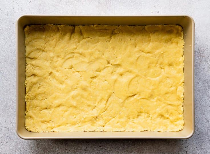 Chess squares crust before baking.