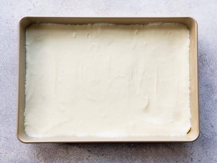 Process shot showing how to make chess squares with cake mix.