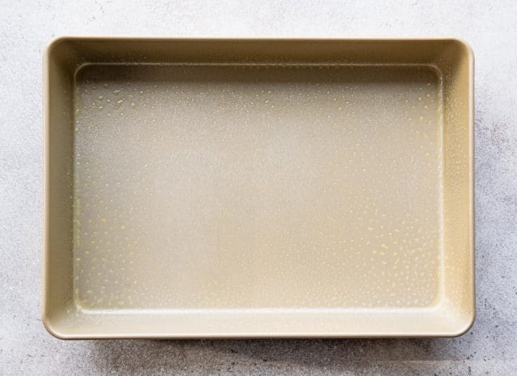 A 9 x 13 baking pan sprayed with nonstick cooking spray.