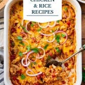 Dump and bake chicken and rice recipes with text title overlay.