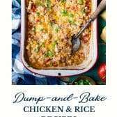 Dump and bake chicken and rice recipes with text title at the bottom.