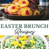 Long collage image of Easter brunch recipes.