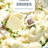 Potato side dishes with text title overlay.