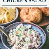 Southern chicken salad recipe with text title box at top.