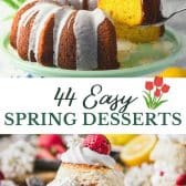 Long collage image of easy spring desserts.
