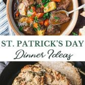 Long collage image of st patrick's day dinner ideas.