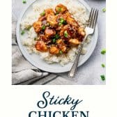 Sticky chicken with text title at the bottom.