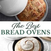 Long collage image of the best bread cloches.
