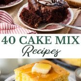 Long collage image of cake mix recipes.