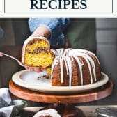 Cake mix recipes with text title box at top.