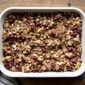 Process shot showing how to make calico beans.