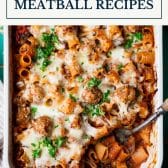 Dump-and-bake meatball recipes with text title box at top.