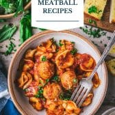 Dump-and-bake meatball recipes with text title overlay.