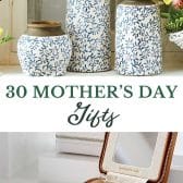 Long collage image of mother's day gifts.