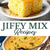 Long collage image of a collection of jiffy mix recipes.
