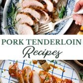 Long collage image of pork tenderloin recipes.