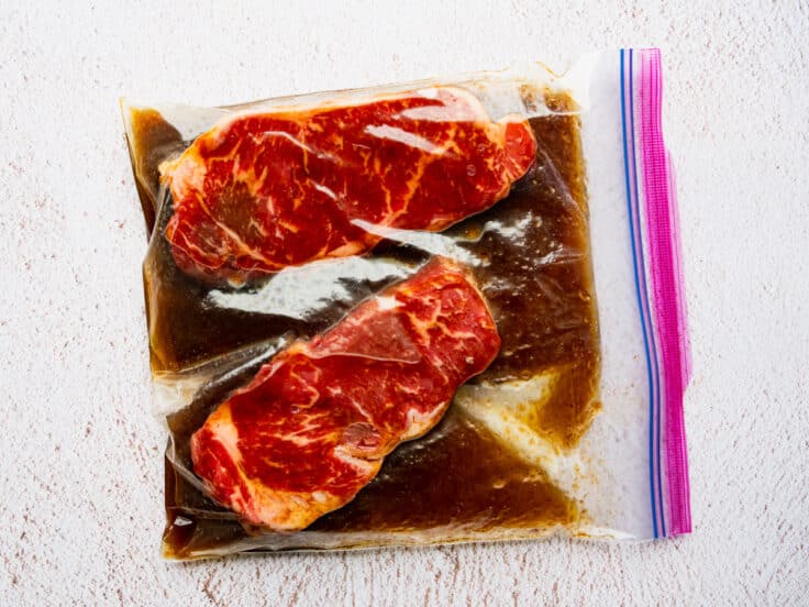 Steaks in a simple marinade.