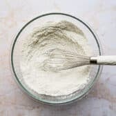 Whisking together the dry ingredients.