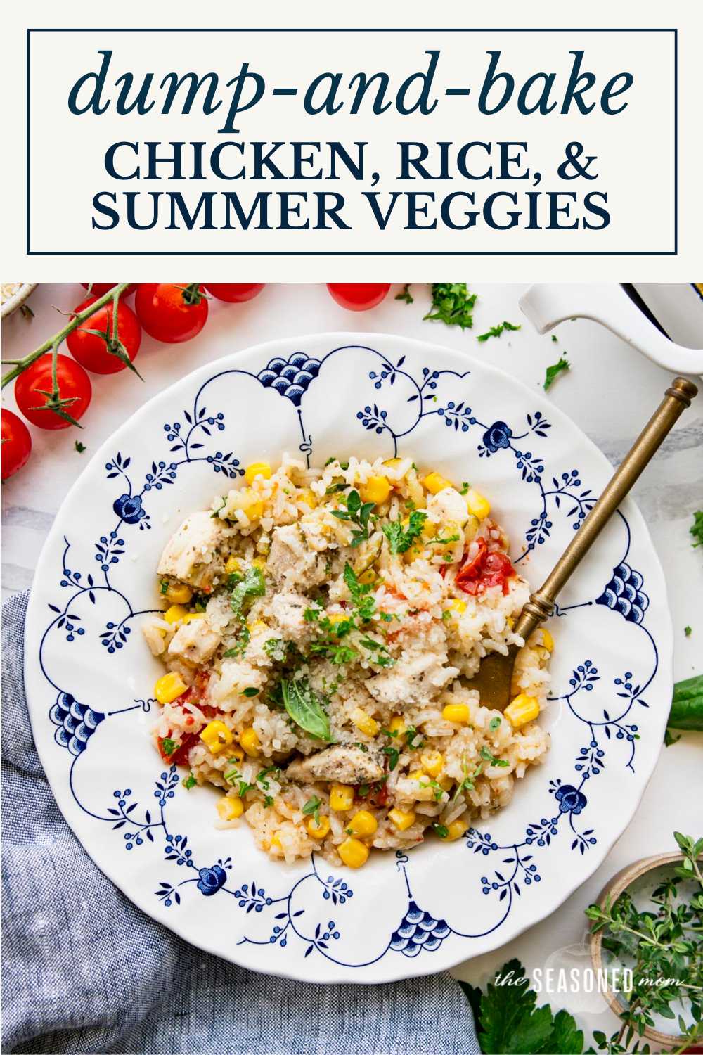 Dump-and-Bake Chicken and Rice with Summer Veggies - The Seasoned Mom