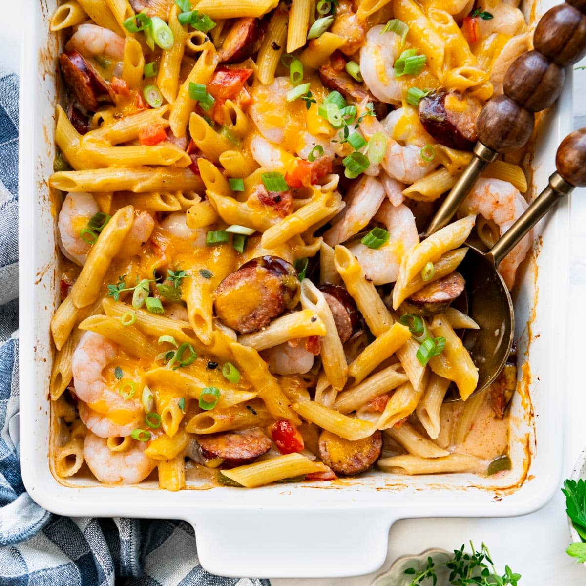 Dump-and-Bake Cajun Shrimp and Sausage Pasta
