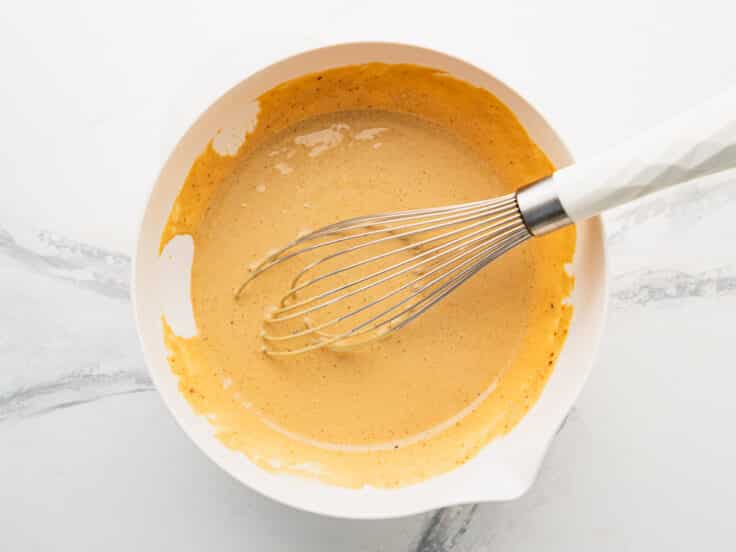 First step of whisking together wet ingredients.