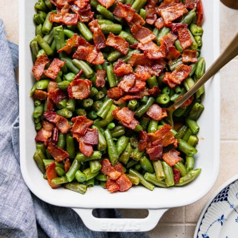 Square overhead shot of Arkansas green beans.