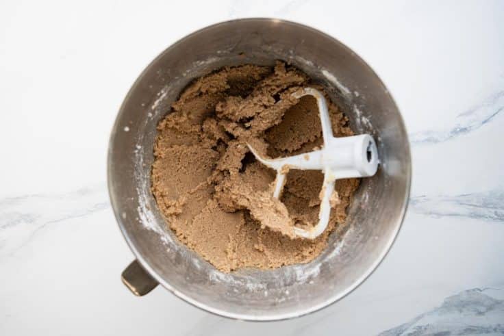 Mixing the dough for cinnamon pecan cookie bars.