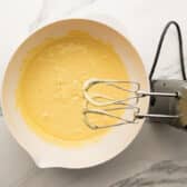 Mixing the cake batter.
