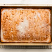 Coconut cream soaking into the cake.
