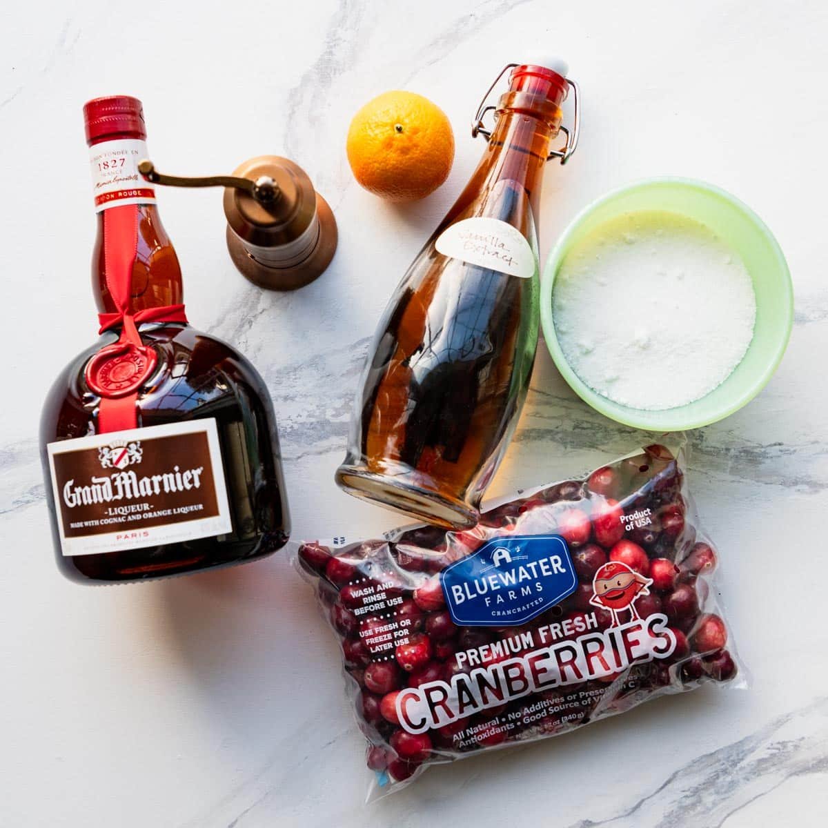 Ingredients for the best cranberry relish recipe.