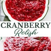 Long collage image of cranberry relish with Grand Marnier.
