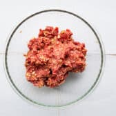 Mixing the ground beef mixture for Poor Man's Steak.