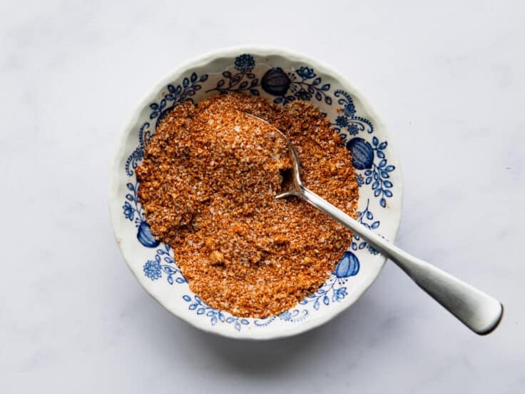 Stirring together the bbq dry rub.