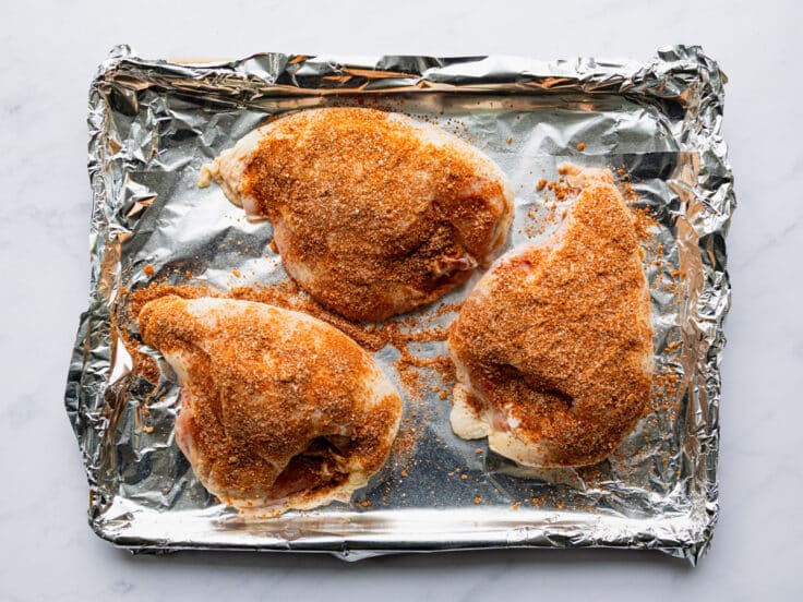 Dry rub on the chicken breast.