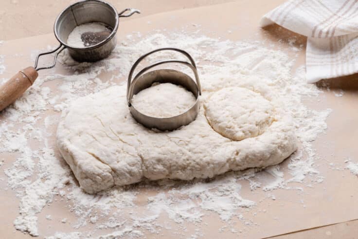 Cutting out 7up biscuits.