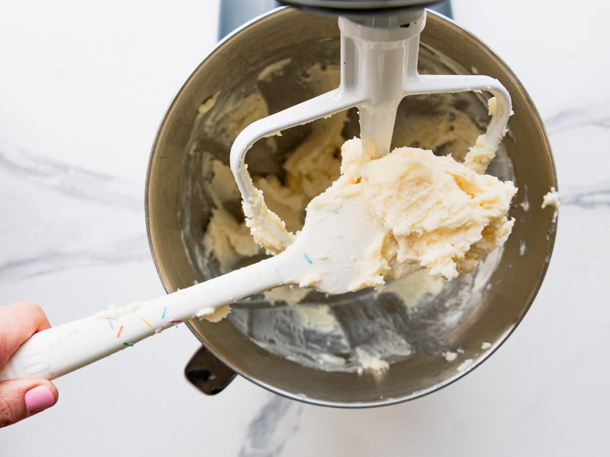 Creamed together butter and sugar in the electric stand mixing bowl.