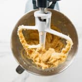 Cookie dough after adding eggs and wet ingredients.